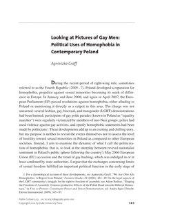 Looking at Pictures of Gay Men: Political Uses of Homophobia in Contemporary Poland