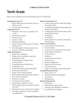 Tenth Grade Homeschool Curriculum