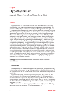 Hypothyroidism Mauricio Alvarez Andrade and Oscar Rosero Olarte