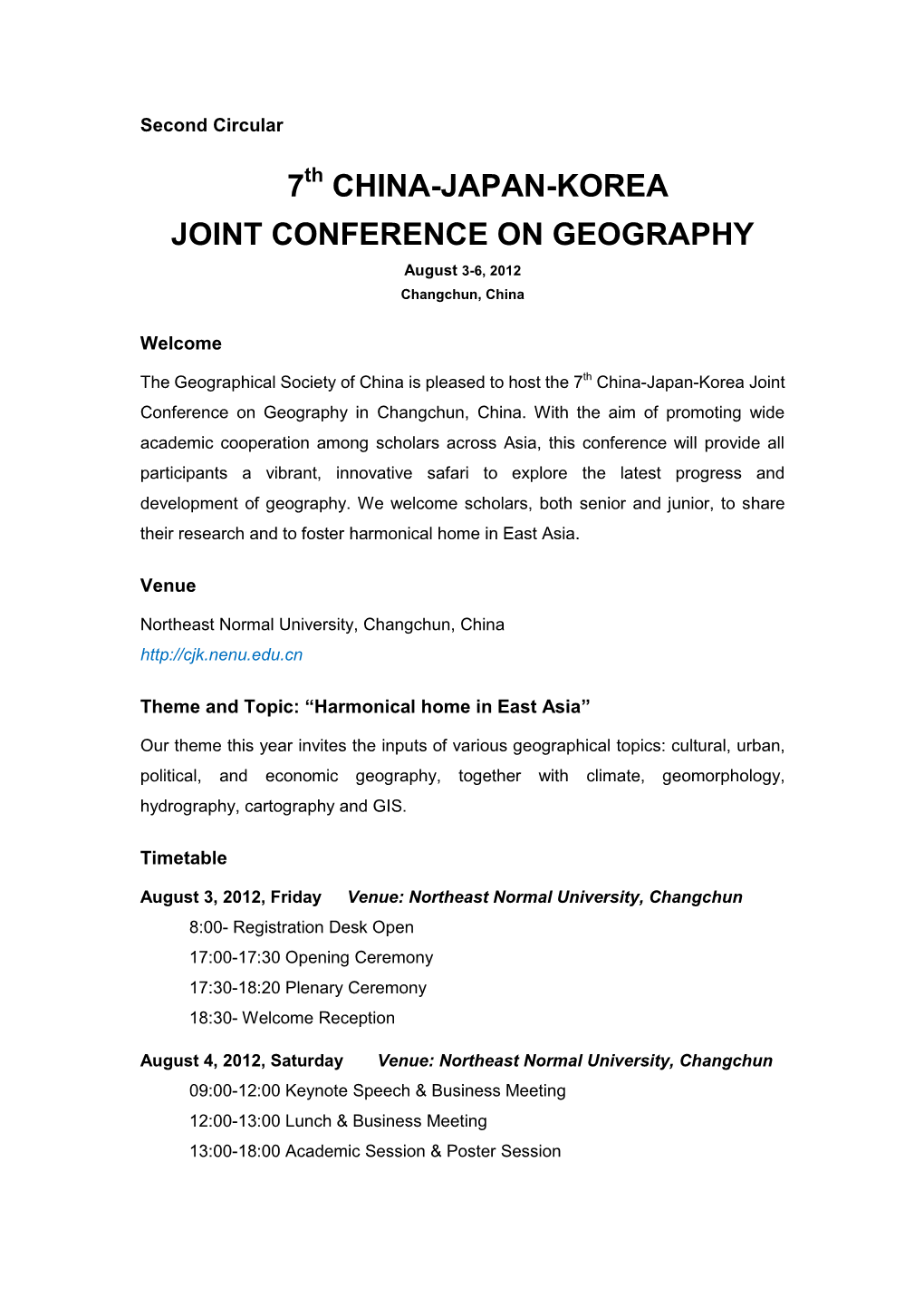 China-Japan-Korea Joint Conference on Geography in Changchun, China