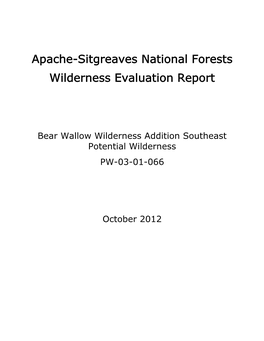 Bear Wallow Wilderness Addition Southeast Potential Wilderness PW-03-01-066