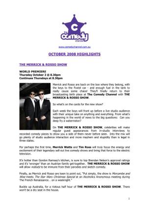 October 2008 Comedy Channel Highlights