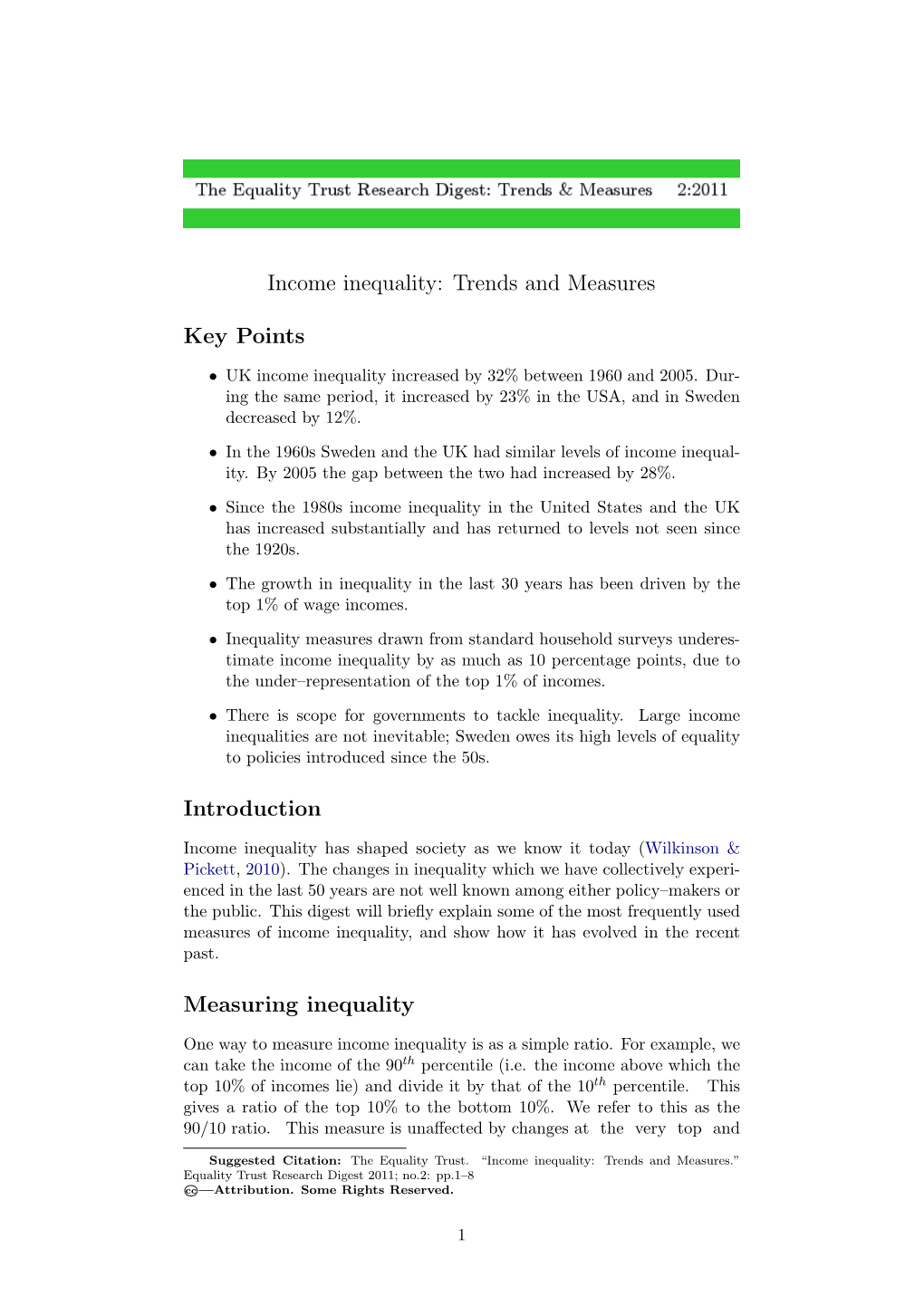 Trends and Measures of Income Inequality