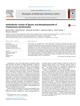 Antileukemic Activity of Lignans and Phenylpropanoids of Cinnamomum Parthenoxylon