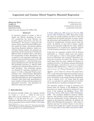 Lognormal and Gamma Mixed Negative Binomial Regression