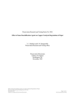 Effect of Some Deacidification Agents on Copper-Catalyzed Degrardation