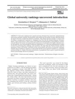Global University Rankings Uncovered’ FREEREE ACCESSCCESS Global University Rankings Uncovered: Introduction