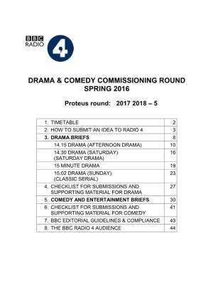 Drama & Comedy Commissioning Round Spring 2016