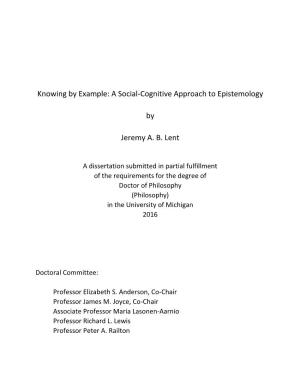 A Social-Cognitive Approach to Epistemology by Jeremy AB Lent