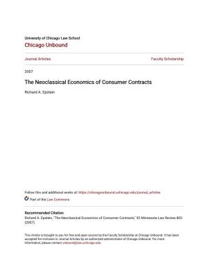 The Neoclassical Economics of Consumer Contracts