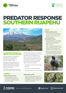 Predator Response Southern Ruapehu