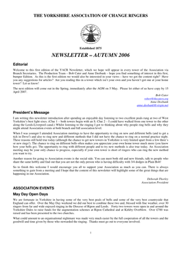 Newsletter – Autumn 2006