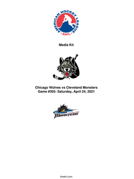 Media Kit Chicago Wolves Vs Cleveland Monsters Game #305