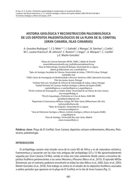 Historia Geológica Y Reconstrucción Paleobiológica De Los Depósitos Paleontológicos De La Playa De El Confital (Gran Canaria, Islas Canarias)