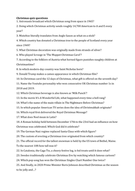 Christmas Quiz Questions 1