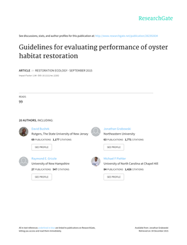 Guidelines for Evaluating Performance of Oyster Habitat Restoration
