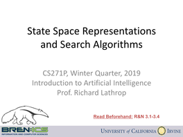 State Space Representations and Search Algorithms