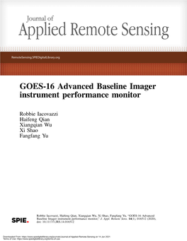 GOES-16 Advanced Baseline Imager Instrument Performance Monitor