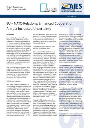 EU – NATO Relations: Enhanced Cooperation Amidst Increased Uncertainty