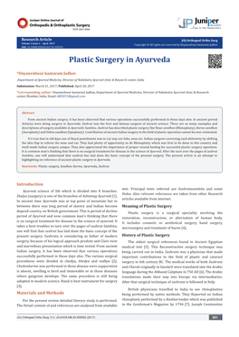 Plastic Surgery in Ayurveda
