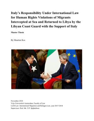 Italy's Responsibility Under International Law for Human Rights