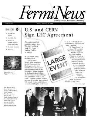 U.S. and CERN Sign LHC Agreement