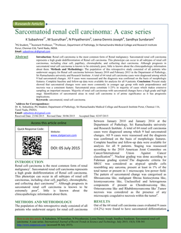 Sarcomatoid Renal Cell Carcinom Atoid Renal Cell Carcinoma