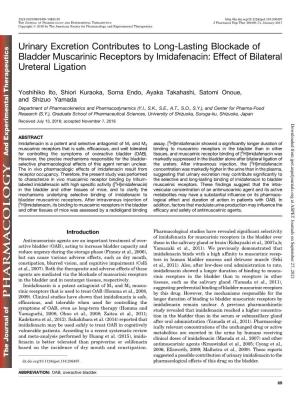 Urinary Excretion Contributes to Long-Lasting Blockade of Bladder Muscarinic Receptors by Imidafenacin: Effect of Bilateral Ureteral Ligation