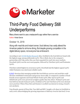 Third-Party Food Delivery Still Underperforms