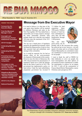 Message from the Executive Mayor