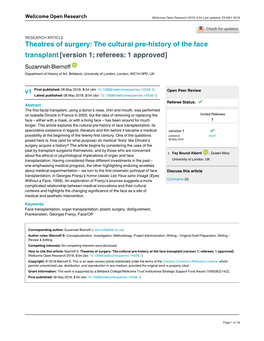 The Cultural Pre-History of the Face Transplant[Version 1; Referees: 1