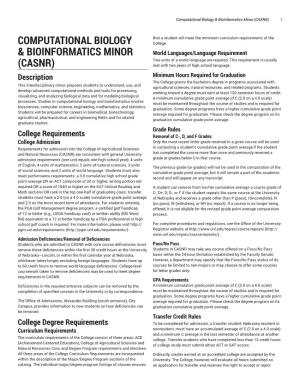 Computational Biology & Bioinformatics Minor