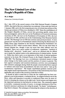 The New Criminal Law of the People's Republic of China