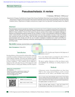 Pseudoachalasia: a Review