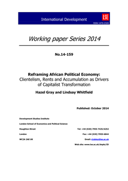 Reframing African Political Economy: Clientelism, Rents and Accumulation As Drivers of Capitalist Transformation