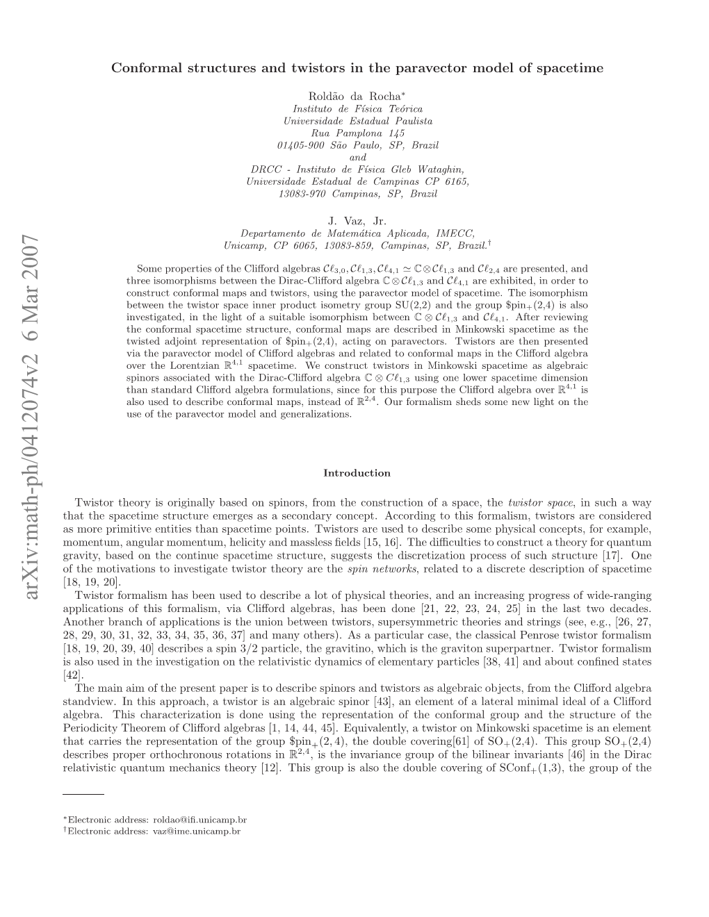 Conformal Structures and Twistors in the Paravector Model of Spacetime