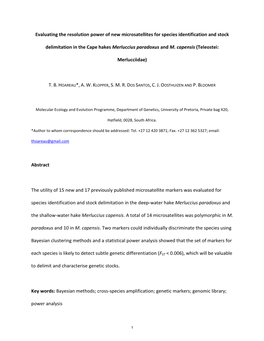 Development of Microsatellite Markers in Cape Hakes, Merluccius