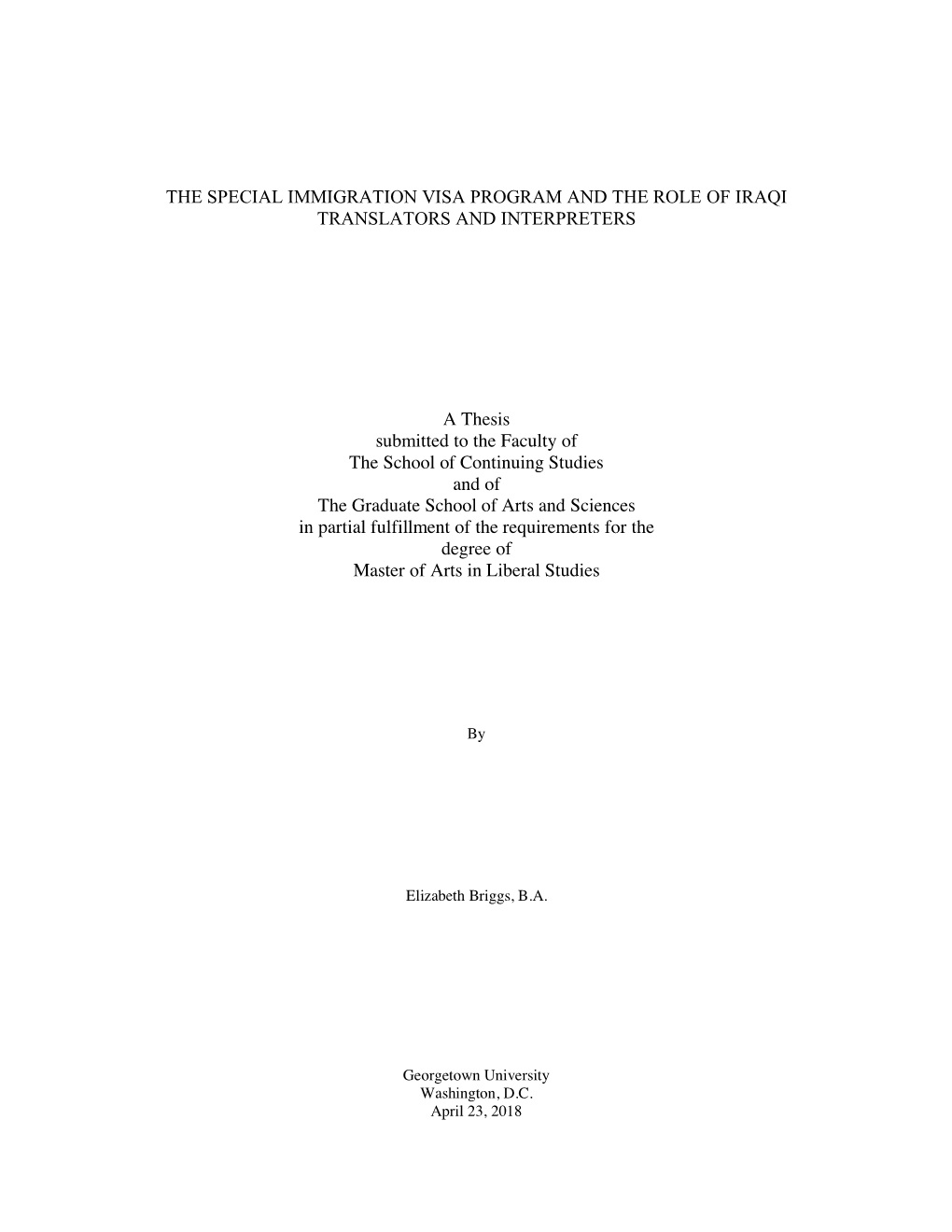 The Special Immigration Visa Program and the Role of Iraqi Translators and Interpreters