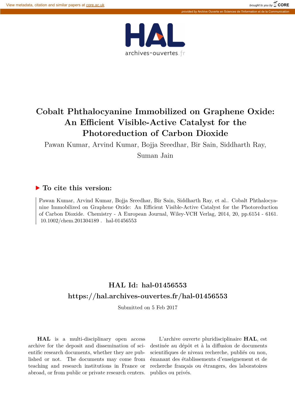 Cobalt Phthalocyanine Immobilized on Graphene Oxide