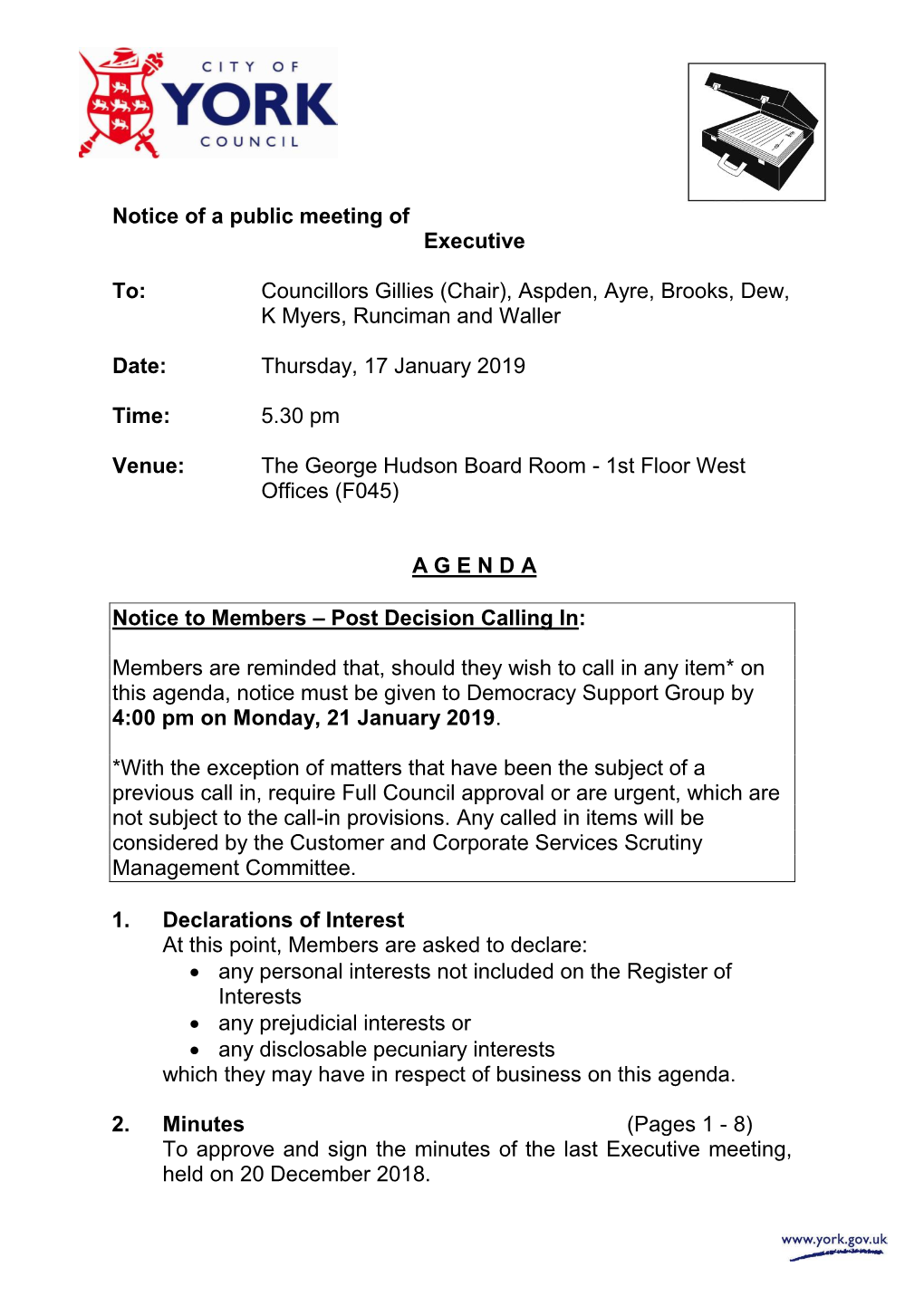 (Public Pack)Agenda Document for Executive, 17/01/2019 17:30