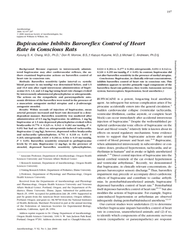 Bupivacaine Inhibits Baroreflex Control of Heart Rate in Conscious