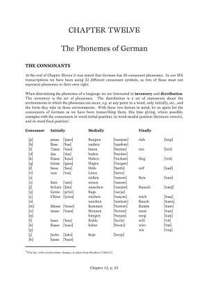 CHAPTER TWELVE the Phonemes of German