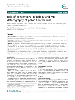 Role of Conventional Radiology and Mri Defecography of Pelvic Floor
