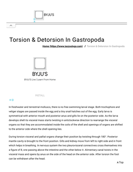 Torsion & Detorsion in Gastropoda