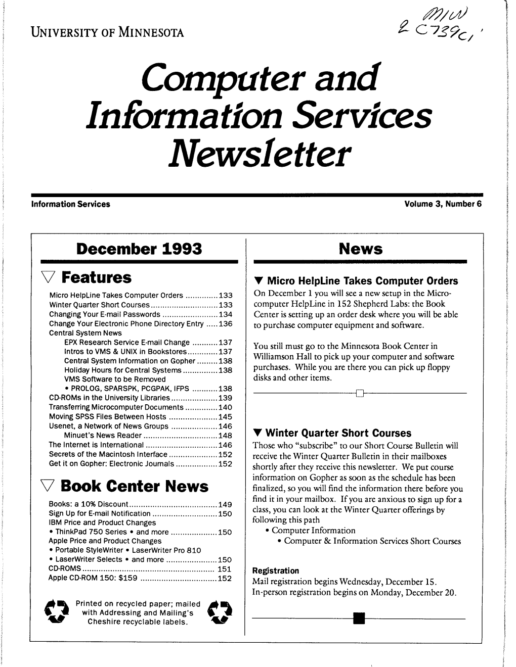 Computer and Information Services Newsletter