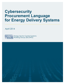 Cybersecurity Procurement Language for Energy Delivery Systems
