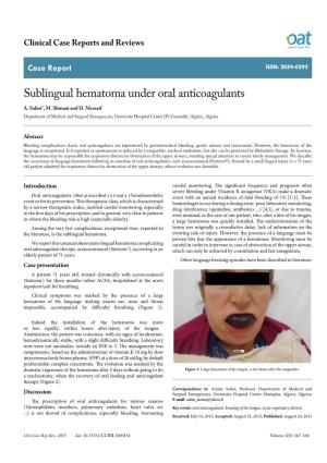 Sublingual Hematoma Under Oral Anticoagulants A