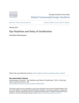 Ego Depletion and Delay of Gratification