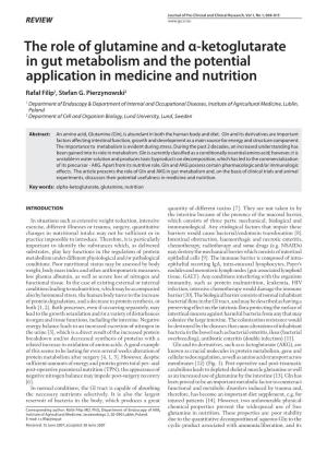 The Role of Glutamine and Α-Ketoglutarate in Gut Metabolism and the Potential Application in Medicine and Nutrition Rafał Filip1, Stefan G