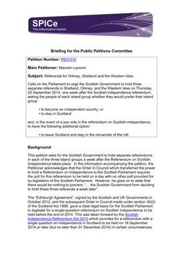 Petition Briefings with Petitioners Or Other Members of the Public